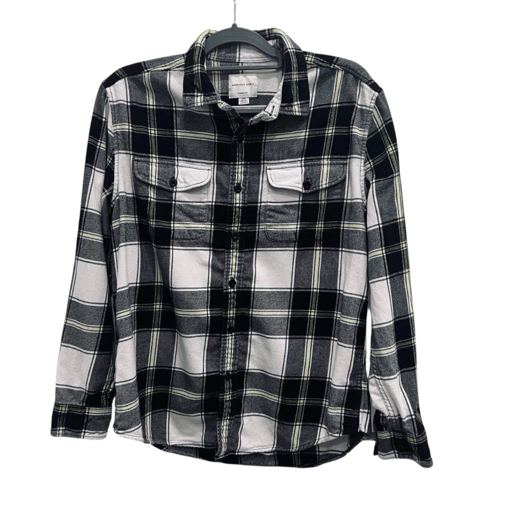 American Eagle Men’s Classic Fit Button Down Plaid Flannel Shirt Large